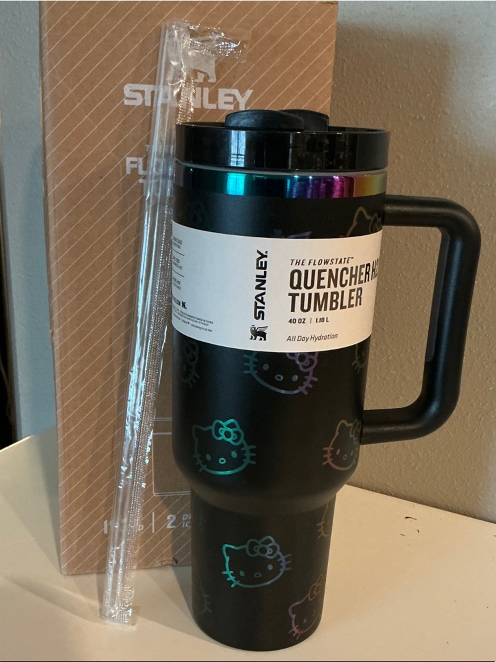 Stanley 40oz Tumbler Hello Kitty Limited Edition Black Iridescent Cup-NIB